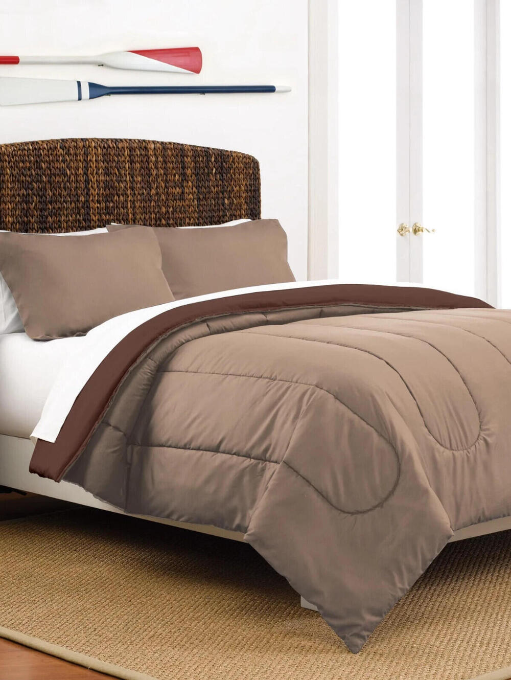 Martex Two-Tone 3-Piece Reversible Full/Queen Comforter Set in Khaki/Chocolate